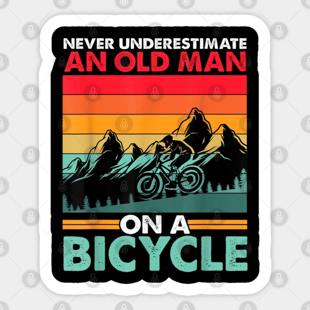 Never Underestimate A Old man With A Bicycle Sticker by rhazi mode plagget